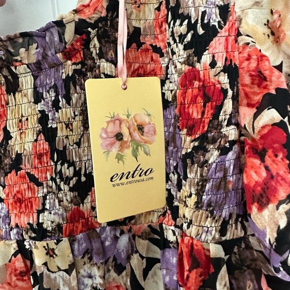 Entro Vibrant Floral Smocked Dress - Picture 2 of 3
